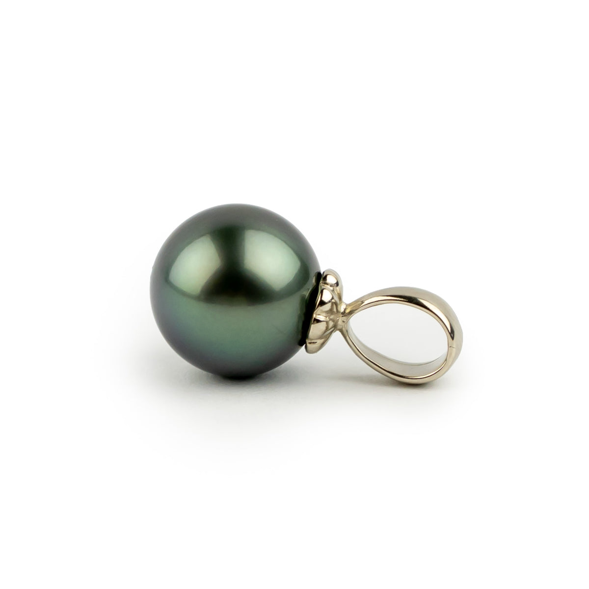 Deep Sea 10mm Tahitian Pearl Pendant on 14K White Gold