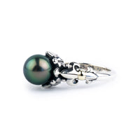 Glowing Green Acropora Tahitian Pearl Ring