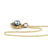 Tahitian Keshi Pearl 14K Yellow Gold Seashell Necklace