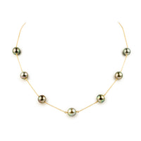 Pastel Rainbow Tin-Cup Tahitian Pearl Necklace on 14/20 Gold Filled