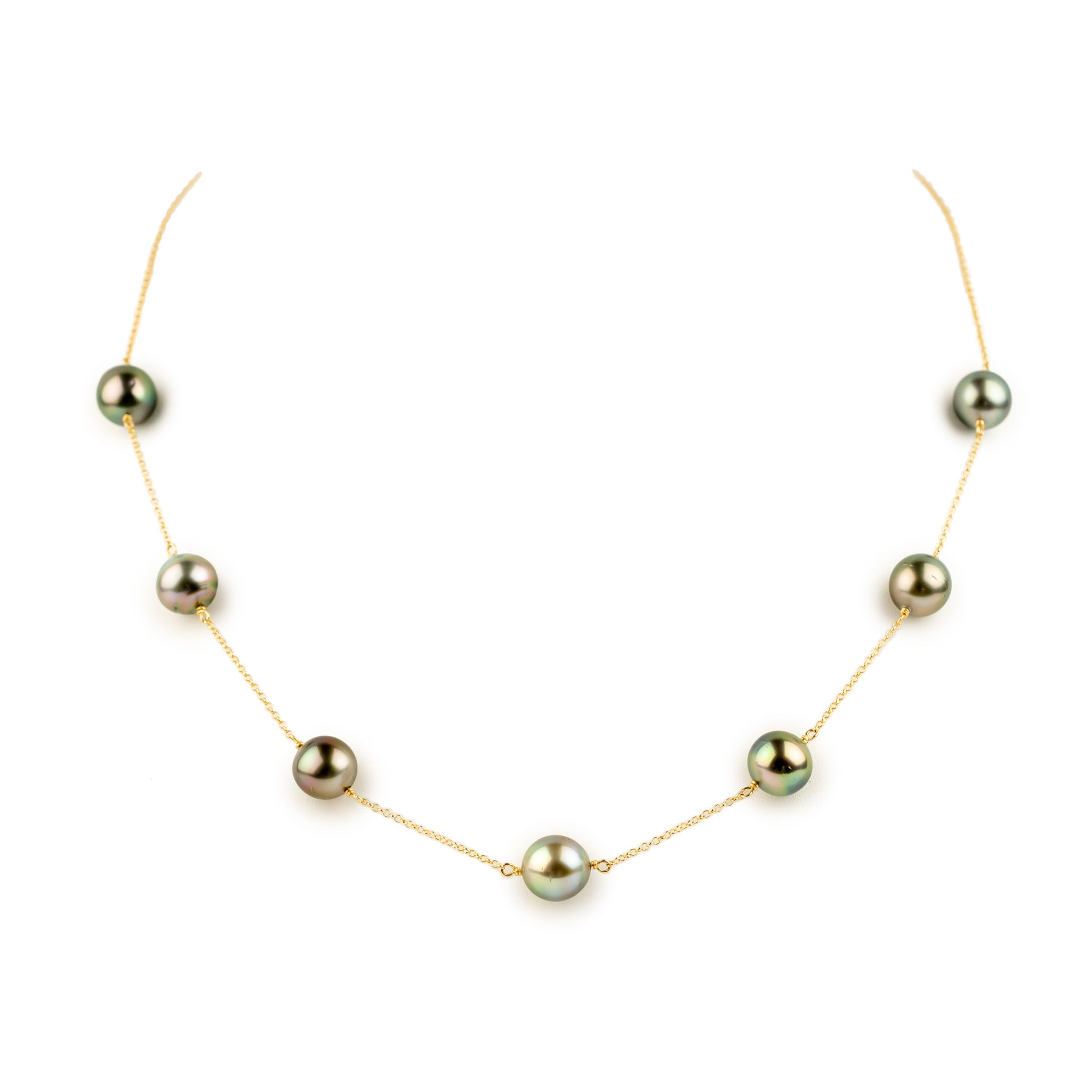 Pastel Rainbow Tin-Cup Tahitian Pearl Necklace on 14/20 Gold Filled