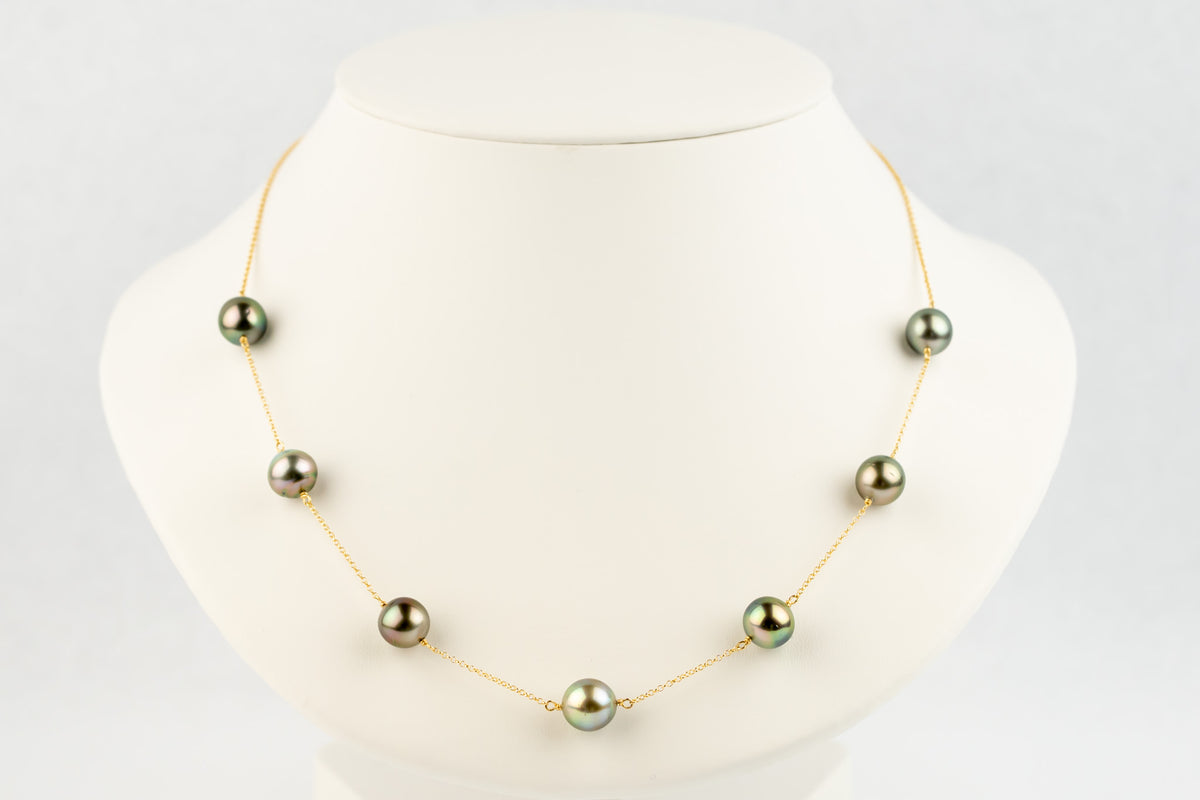 Pastel Rainbow Tin-Cup Tahitian Pearl Necklace on 14/20 Gold Filled