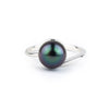 Rainbow Flash 8.6mm Tahitian Pearl Swirl Ring on Sterling Silver
