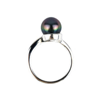 Rainbow Flash 8.6mm Tahitian Pearl Swirl Ring on Sterling Silver