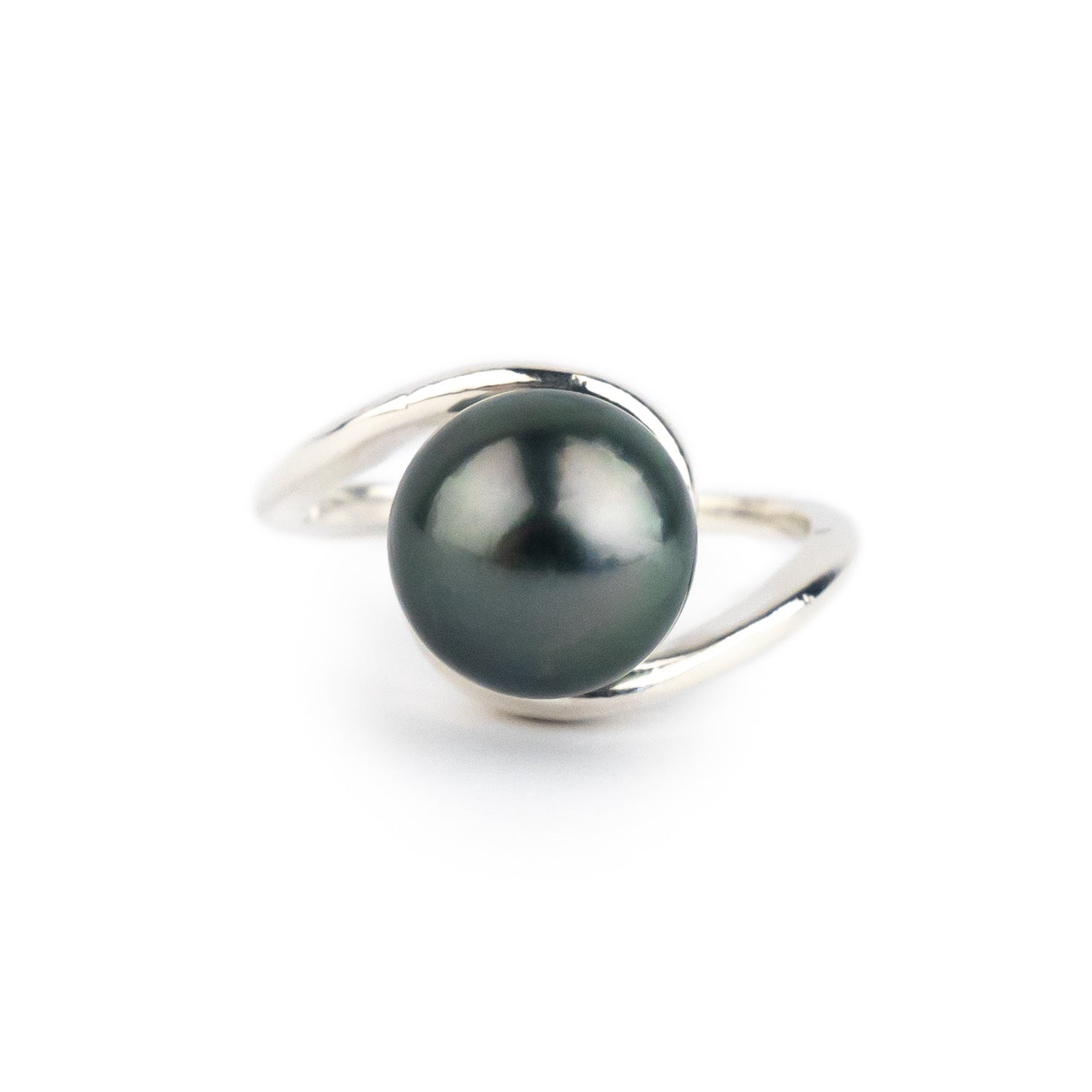 Forest Green 10.2mm Embrace Tahitian Pearl Ring on Sterling Silver