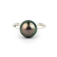 Aubergine Peacock 9.2mm Tahitian Pearl Ring on Sterling Silver