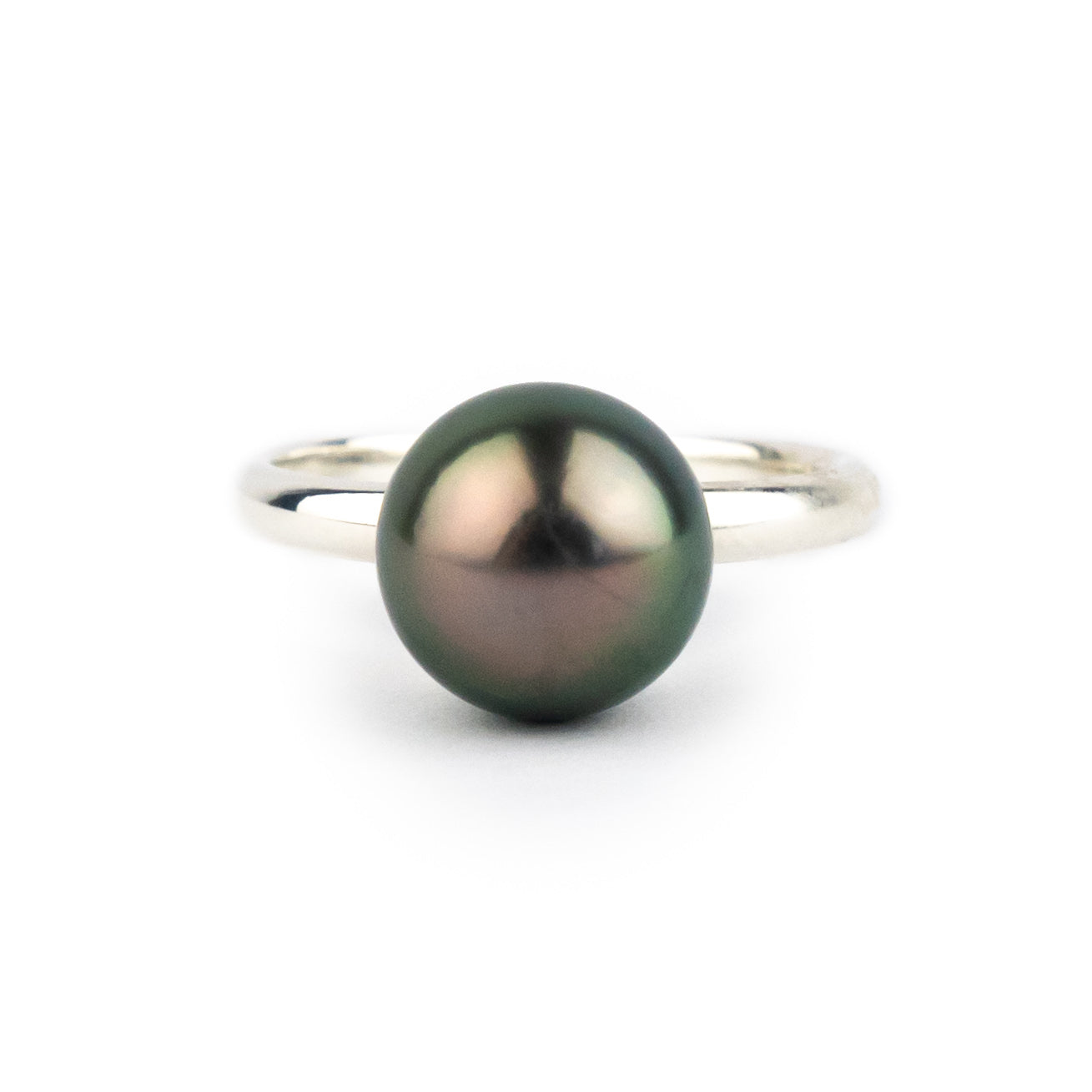 Aubergine Peacock 9.2mm Tahitian Pearl Ring on Sterling Silver
