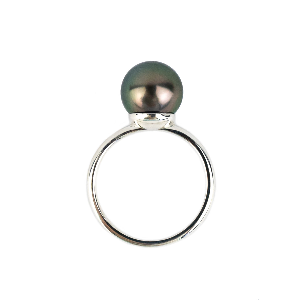Aubergine Peacock 9.2mm Tahitian Pearl Ring on Sterling Silver
