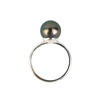 Aubergine Peacock 9.2mm Tahitian Pearl Ring on Sterling Silver
