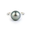 Silvery Blue-Green 10mm Tahitian Pearl Ring on Sterling Silver