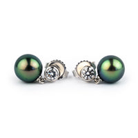 Tahitian Pearl & Diamond Nova Earrings on 14K White Gold