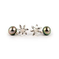 Vivid Pink Tiaré Sterling Silver Tahitian Pearl Dangle Earrings