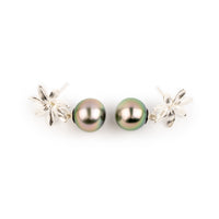 Vivid Pink Tiaré Sterling Silver Tahitian Pearl Dangle Earrings
