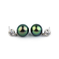 Tahitian Pearl & Diamond Nova Earrings on 14K White Gold