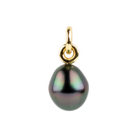 Midnight Technicolor 11.2mm Tahitian Pearl Rava Pendant on 14K Yellow Gold
