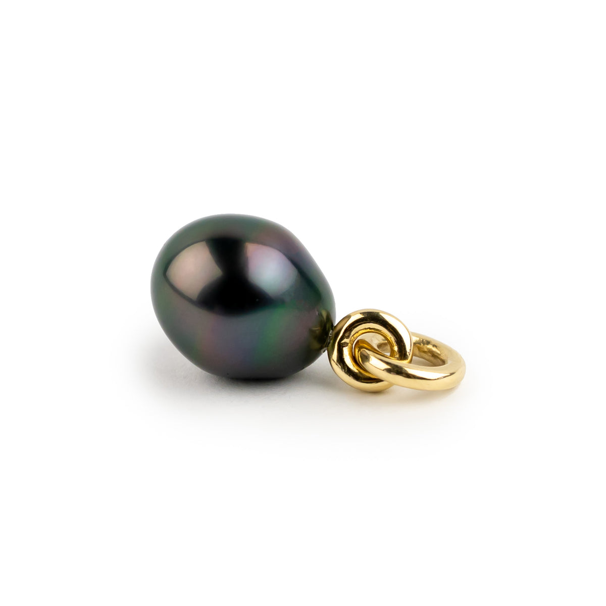 Midnight Technicolor 11.2mm Tahitian Pearl Rava Pendant on 14K Yellow Gold
