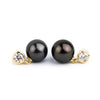 Tahitian Pearl & Diamond Nova Earrings on 14K Yellow Gold