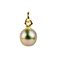 Pink Guava 11.1mm Tahitian Pearl Rava Pendant on 14K Yellow Gold