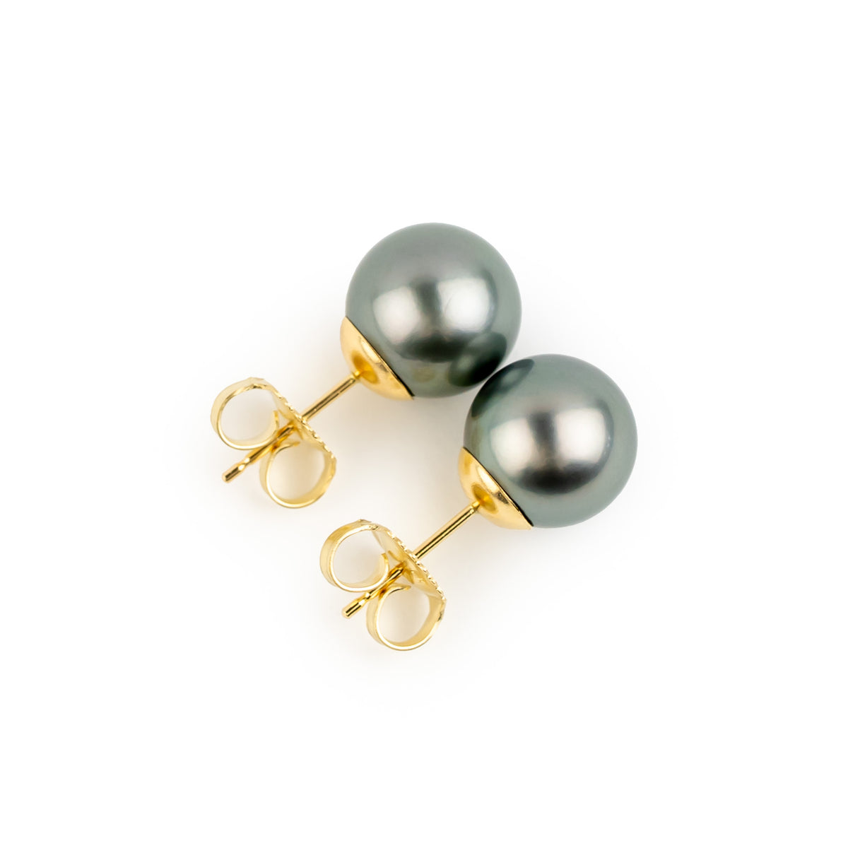 Silvery Blue 9.2-9.7mm Tahitian Pearl Stud Earrings
