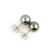 Silvery Blue 9.2-9.7mm Tahitian Pearl Stud Earrings