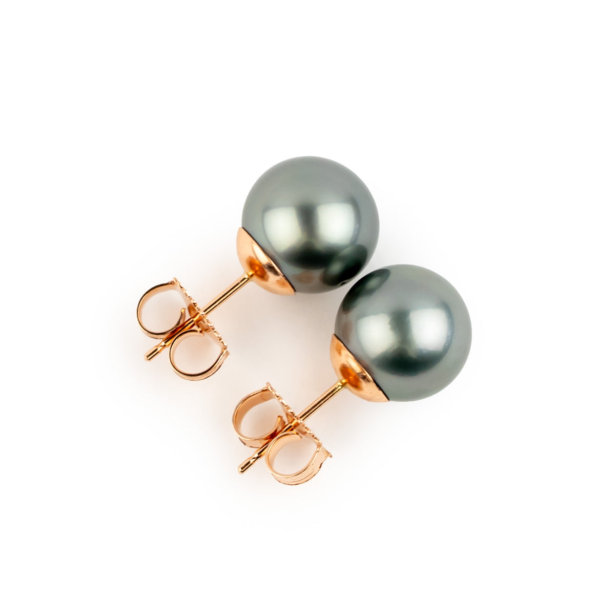 Silvery Blue 9.2-9.7mm Tahitian Pearl Stud Earrings