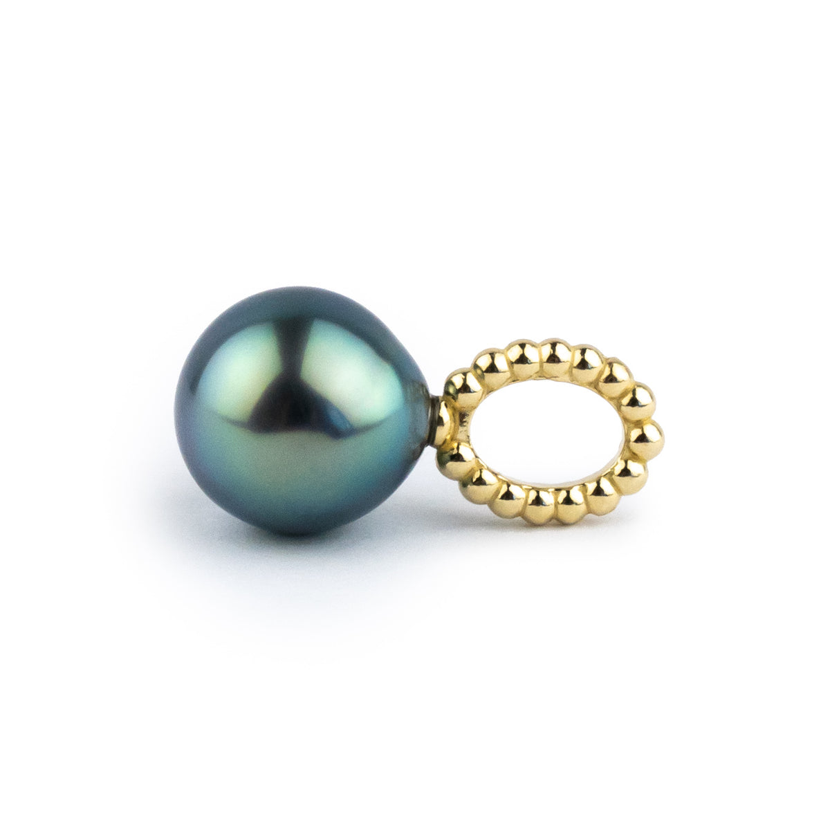 Flashy Blue 9.3mm Tahitian Pearl Pendant on 14K Yellow Gold