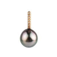 Purple Green 9mm Tahitian Pearl Pendant on 14K Rose Gold