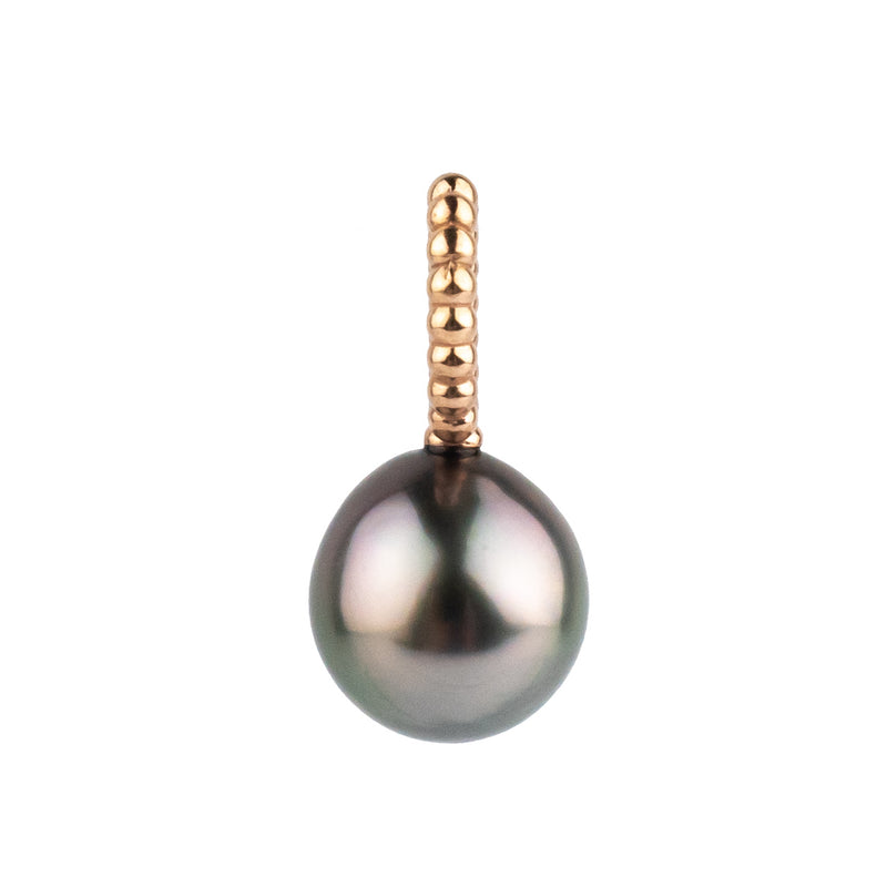 Purple Green 9mm Tahitian Pearl Pendant on 14K Rose Gold