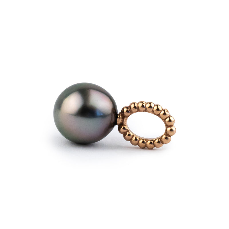 Purple Green 9mm Tahitian Pearl Pendant on 14K Rose Gold