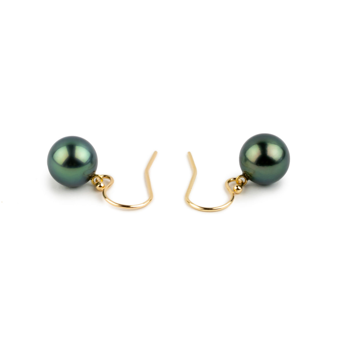 River Green Tahitian Pearl Dangle Earrings on 14K Yellow Gold