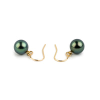 River Green Tahitian Pearl Dangle Earrings on 14K Yellow Gold
