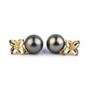 Rosy Pink Peacock 11mm Tahitian Pearl Plumeria Dangle Earrings
