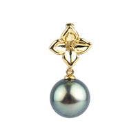 Light Blue-Green 12mm Tahitian Pearl Plumeria Pendant