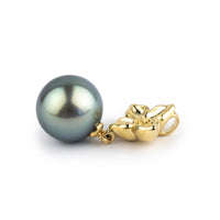 Light Blue-Green 12mm Tahitian Pearl Plumeria Pendant