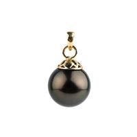 Chocolate Aubergine 10.9mm Tahitian Pearl Filigree Pendant