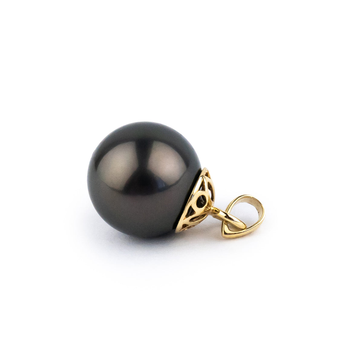 Chocolate Aubergine 10.9mm Tahitian Pearl Filigree Pendant