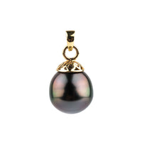 Aubergine Green 10.4mm Tahitian Pearl Filigree Pendant