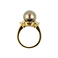 Tahitian Pearl & Diamond Bisou Ring on 14K Yellow Gold