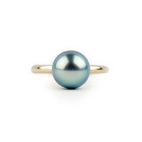 Sky Blue 9.7mm Tahitian Pearl Ring on 14K White Gold