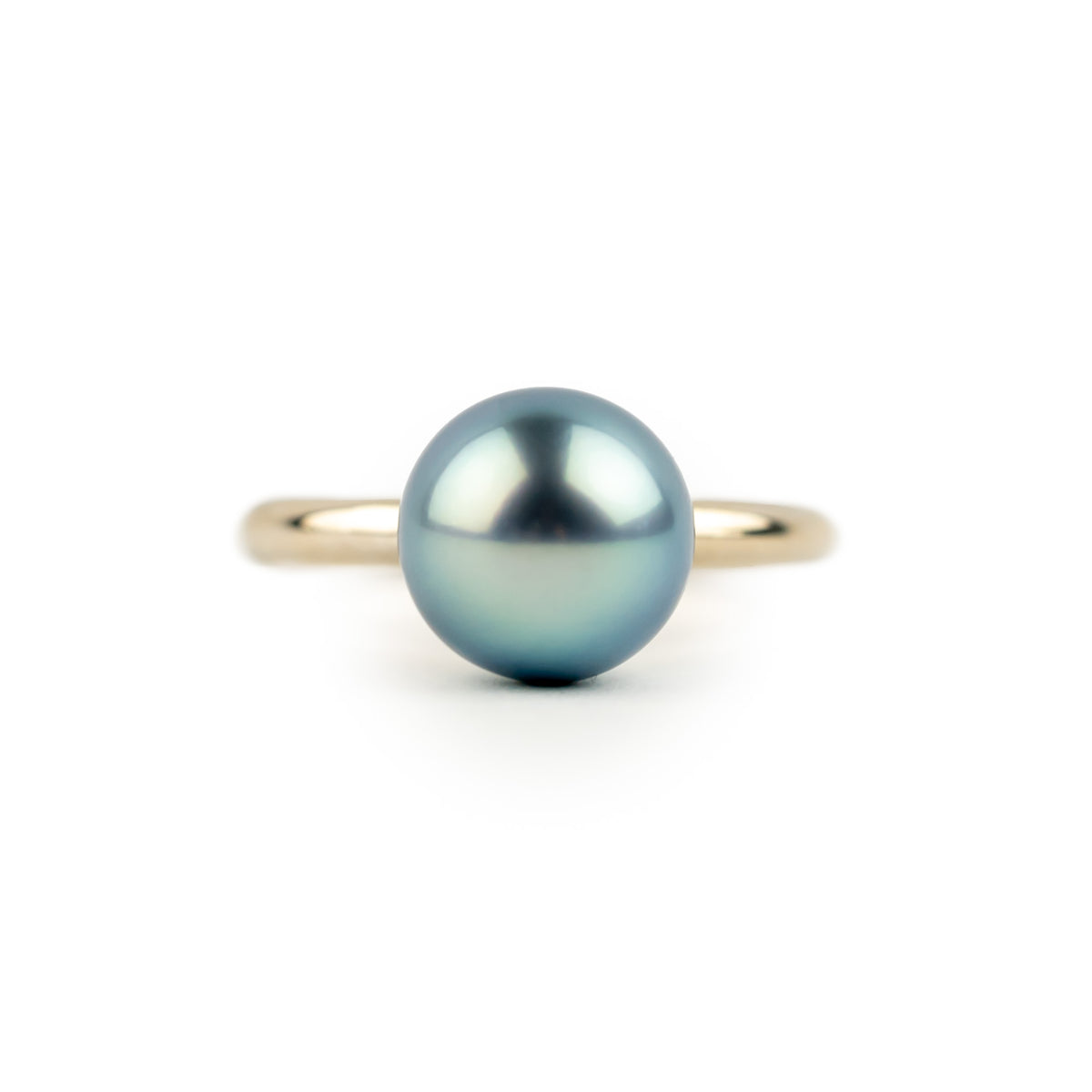 Sky Blue 9.7mm Tahitian Pearl Ring on 14K White Gold