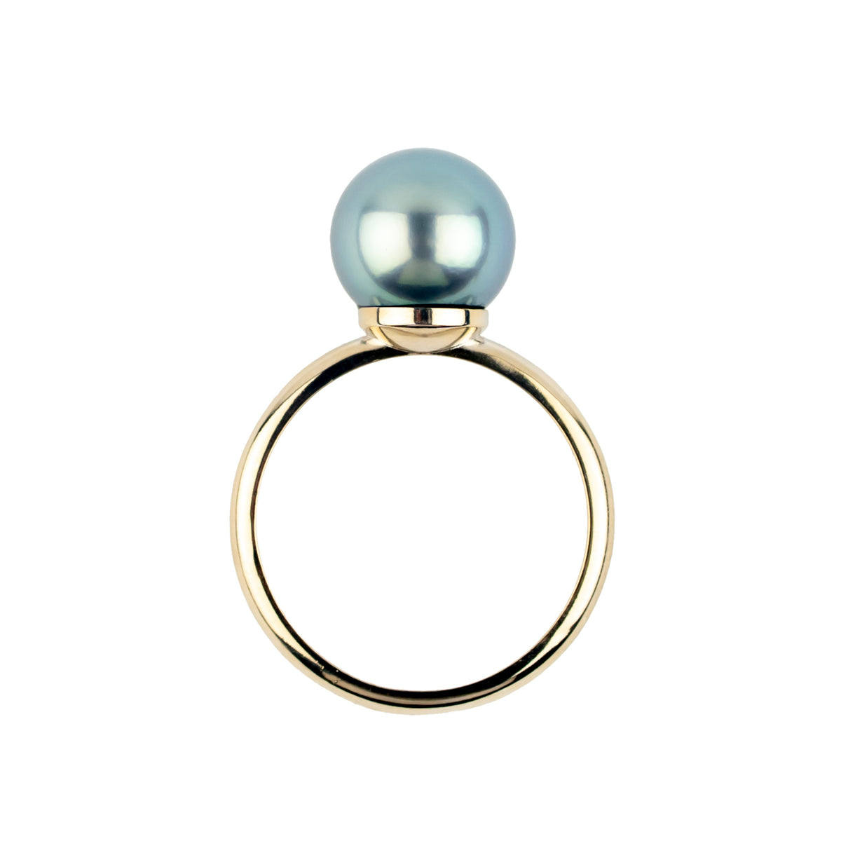 Sky Blue 9.7mm Tahitian Pearl Ring on 14K White Gold
