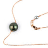 Aubergine Green 9.5mm Tahitian Pearl Solitaire Necklace on 14K Rose Gold