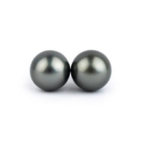 Dark Silvery 10-10.6mm Tahitian Pearl Statement Stud Earrings