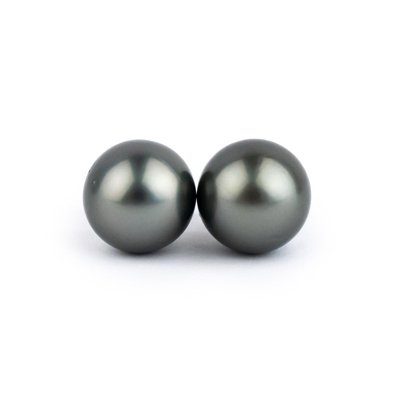 Dark Silvery 10-10.6mm Tahitian Pearl Statement Stud Earrings