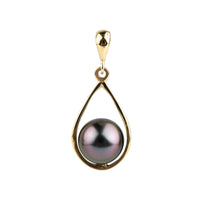 Lavender Pink Tahitian Pearl Teardrop Pendant on 14K Yellow Gold