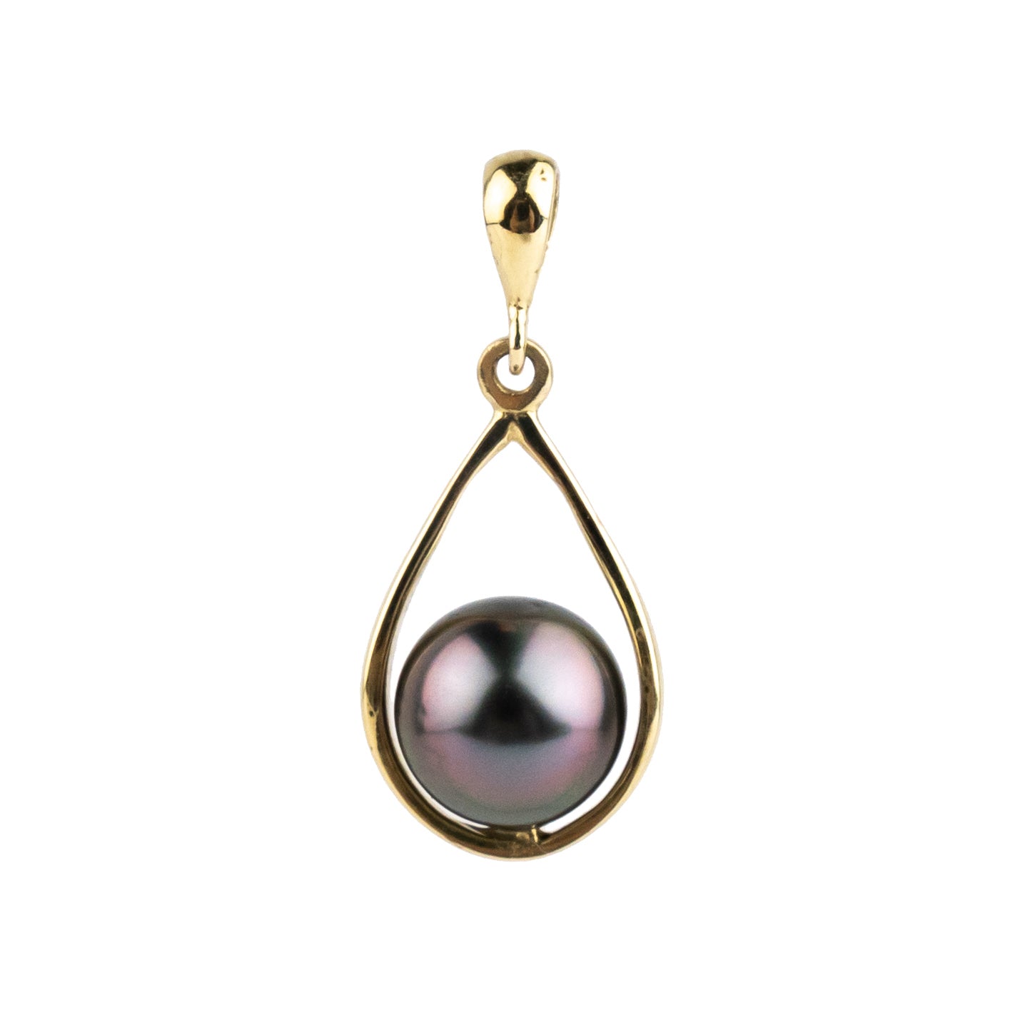 Lavender Pink Tahitian Pearl Teardrop Pendant on 14K Yellow Gold