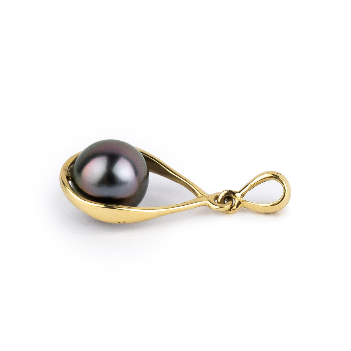 Lavender Pink Tahitian Pearl Teardrop Pendant on 14K Yellow Gold