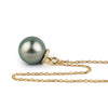 Silvery Seafoam Green Tahitian Pearl & Diamond Halo Necklace