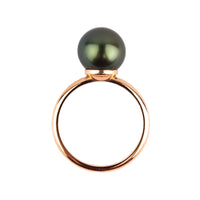 Glorious Green 10.2mm Tahitian Pearl Ring on 14k Rose Gold