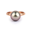 Pink Green 10.4mm Tahitian Pearl Ring on 14k Rose Gold